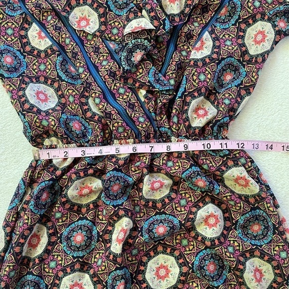 Fraiche by J Colorful Long Sleeve Pattern Ruffle Fit & Flare Dress Women’s Small - Picture 10 of 11